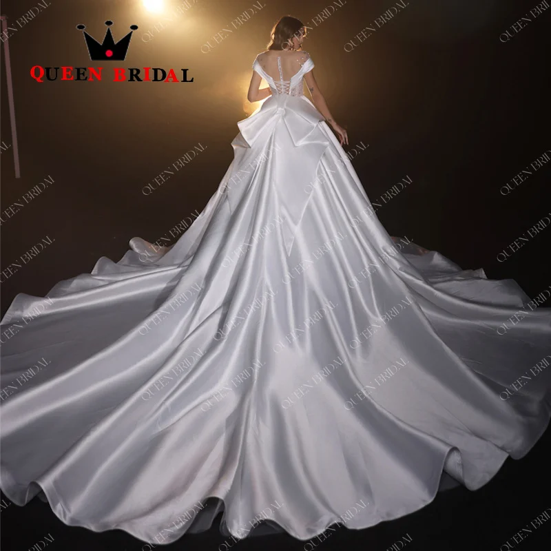 Elegant Satin Wedding Dresses 2024 Off Shoulder Sweetheart Pleat Sequined Beads Birdal Ball Gowns Vestidos De Novia Custom Y08X