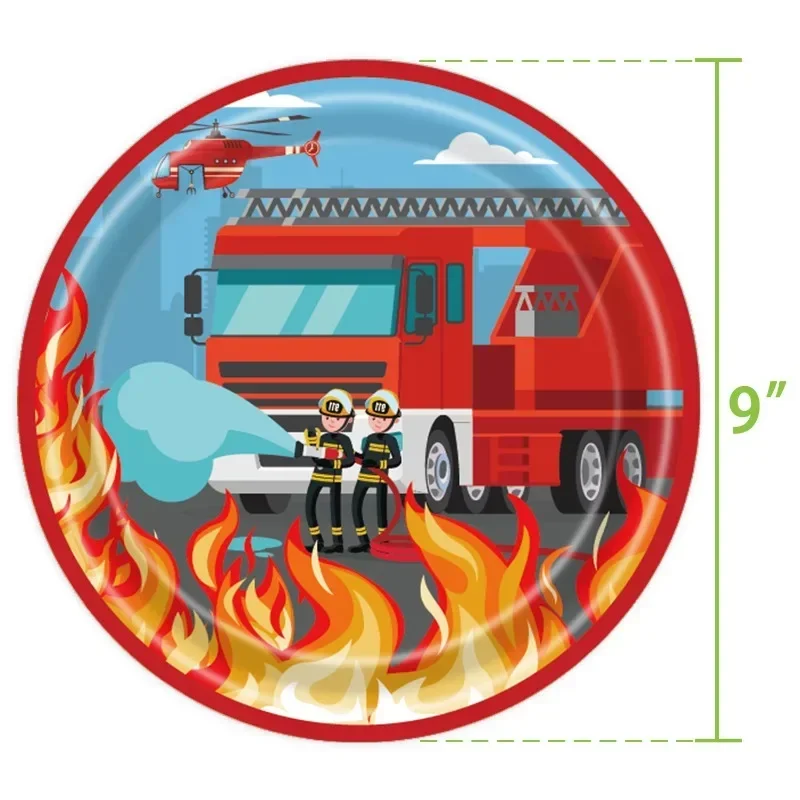 Disney Children\'s Birthday Party Fire Truck Theme Dining Plate Paper Cup Disposable Set