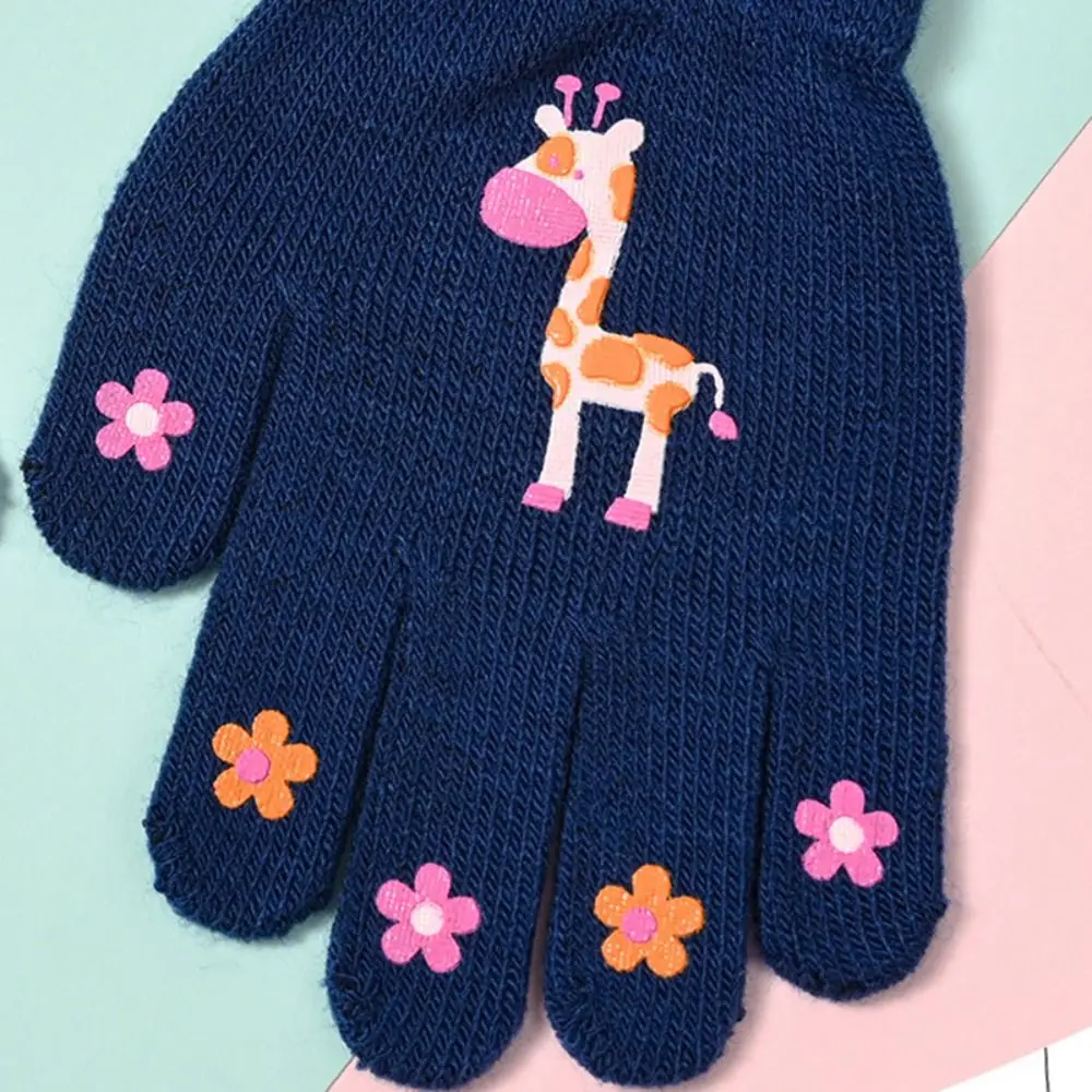 Cartoon Verdicken Kinder Gestrickte Handschuhe Winddicht Tier Druck Muster Volle Finger Guantes Warme Warme Fäustlinge Kinder