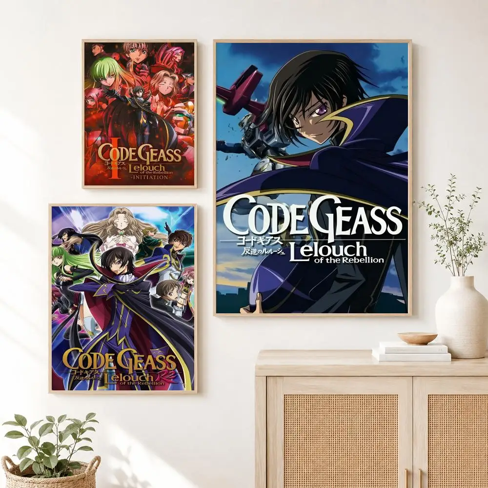 Retro Anime C-Code Geass Poster Self Adhesive Wall Art Decor for Bedroom Living Room Office Home Decor Gift