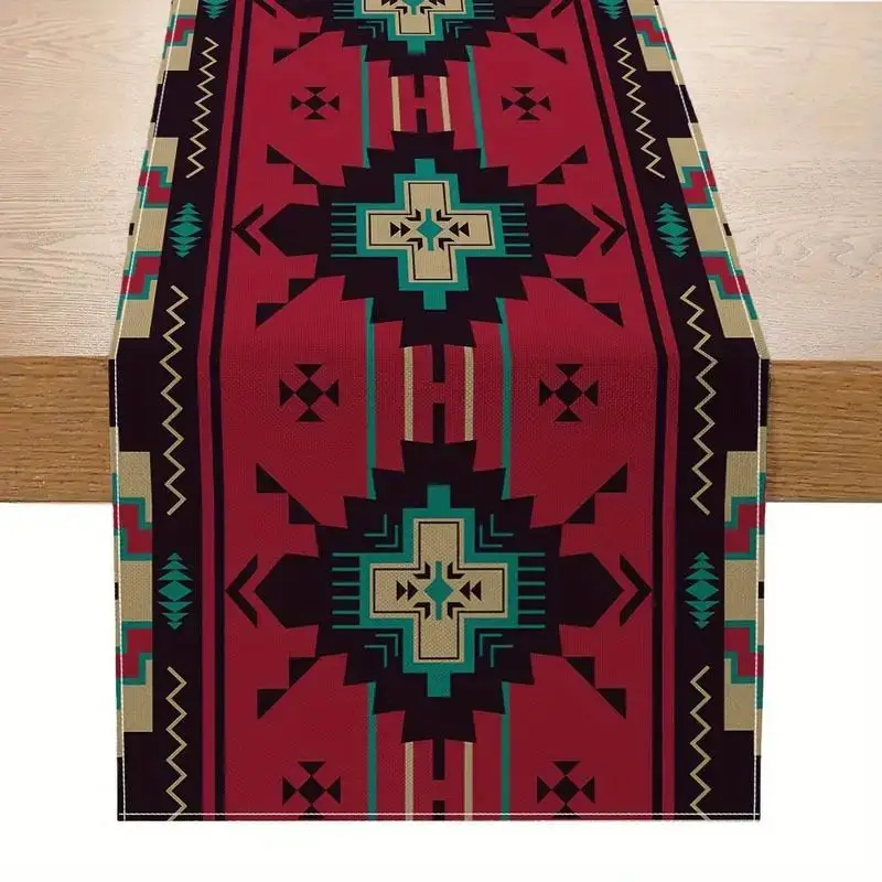 VIKAMA 2/4/6pcs Western Aztec Table Banner Bohemian Geometric Tribe Rural Style Table Decoration