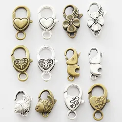 10pcs Antique Bronze Alloy Love Heart Lobster Clasp Hooks Fit For DIY Making Necklace Bracelet Jewelry Chains Connector Findings