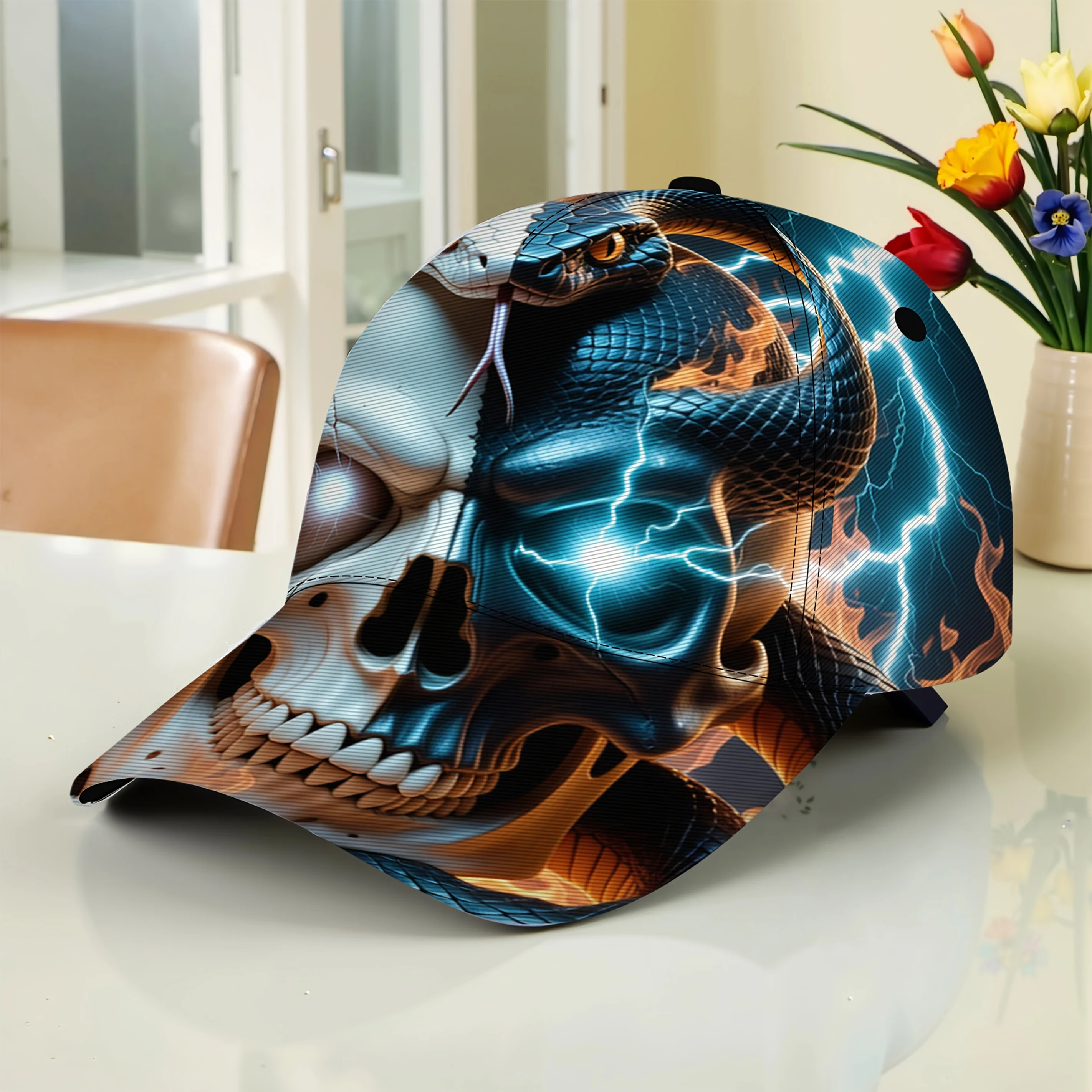 Baseball Cap Featuring Intertwined Snakes And a Skull Made from Lightweight Material This Unisex Cap Is Ideal for And Makes