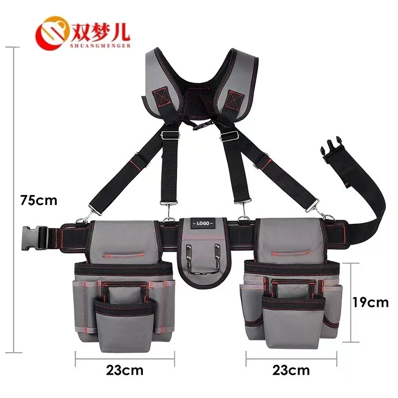 Multi functional equipment, electrician specific shoulder straps, waist bag combination,Oxford sturdy and wear-resistant toolbag