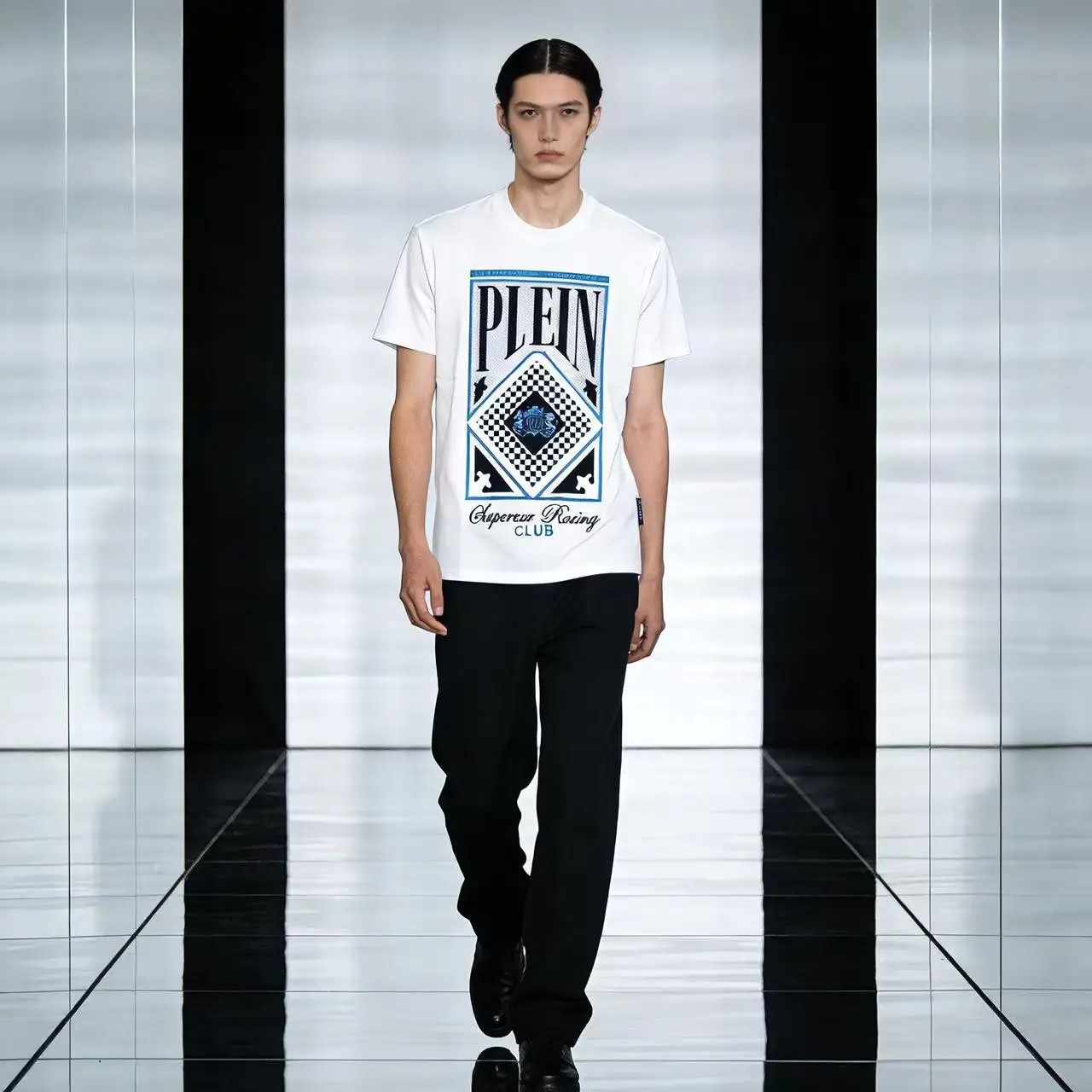 Alex Pine Geometric Drawing Hot Diamond Street Clothing Men's Fashion Clothing 2026 Summer Round Neck Short Sleeve T-shirt Luxur