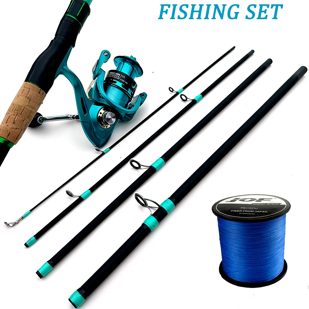 Ghotda Portable 4/5 Sections Fishing Rod Combo Casting Spinning Rod with 2000/3000 Spinning Reel Set Pesca Bait Weight 3.5-14g