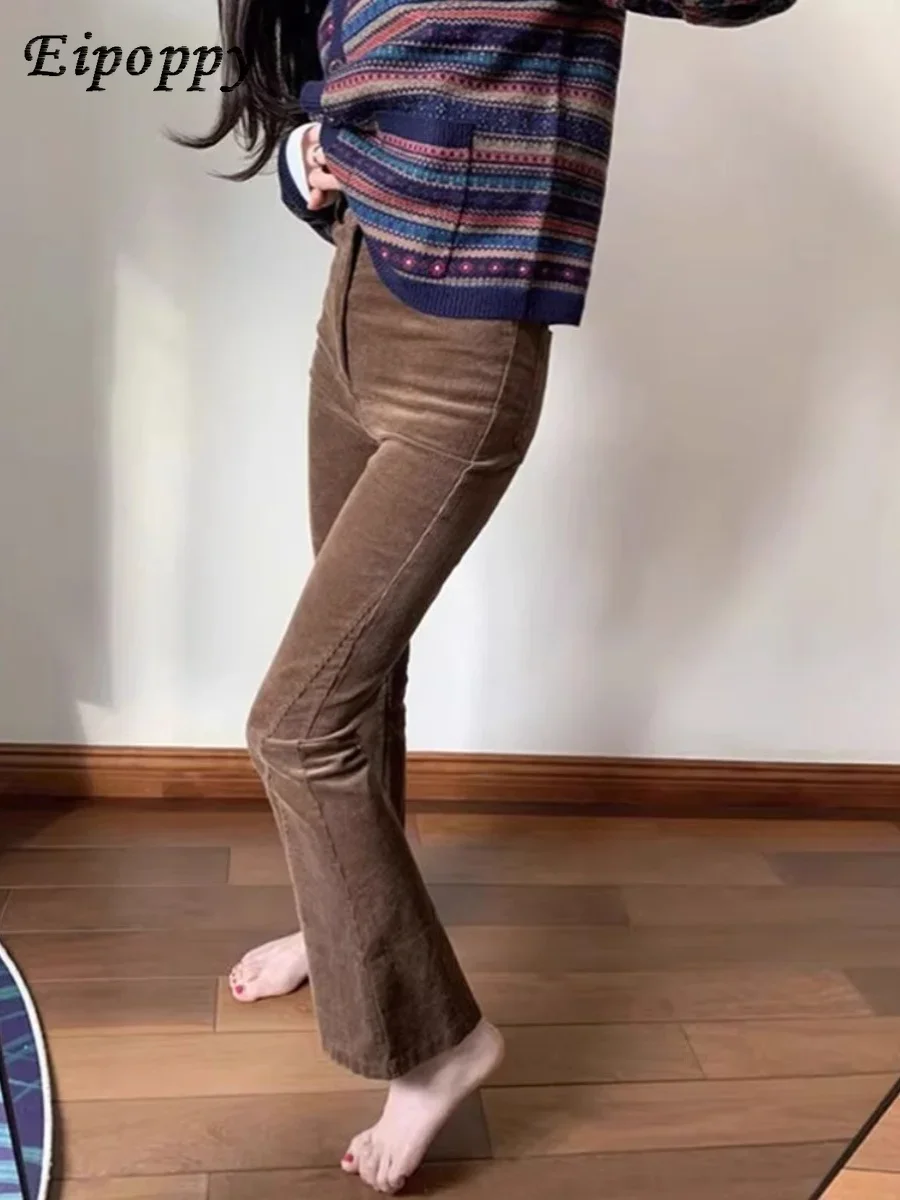 سراويل غير رسمية عالية الخصر مستقيمة ، سراويل متدلية واسعة ، الخريف والشتاء