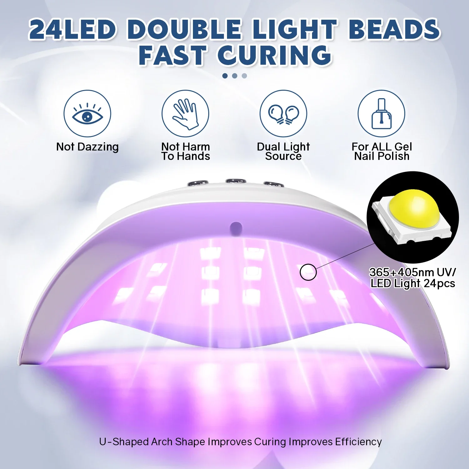 Lâmpada UV LED para unhas, lâmpada de secagem polonês com sensor inteligente, secador de unhas profissional, equipamento de salão de manicure, 24LEDs, 72W