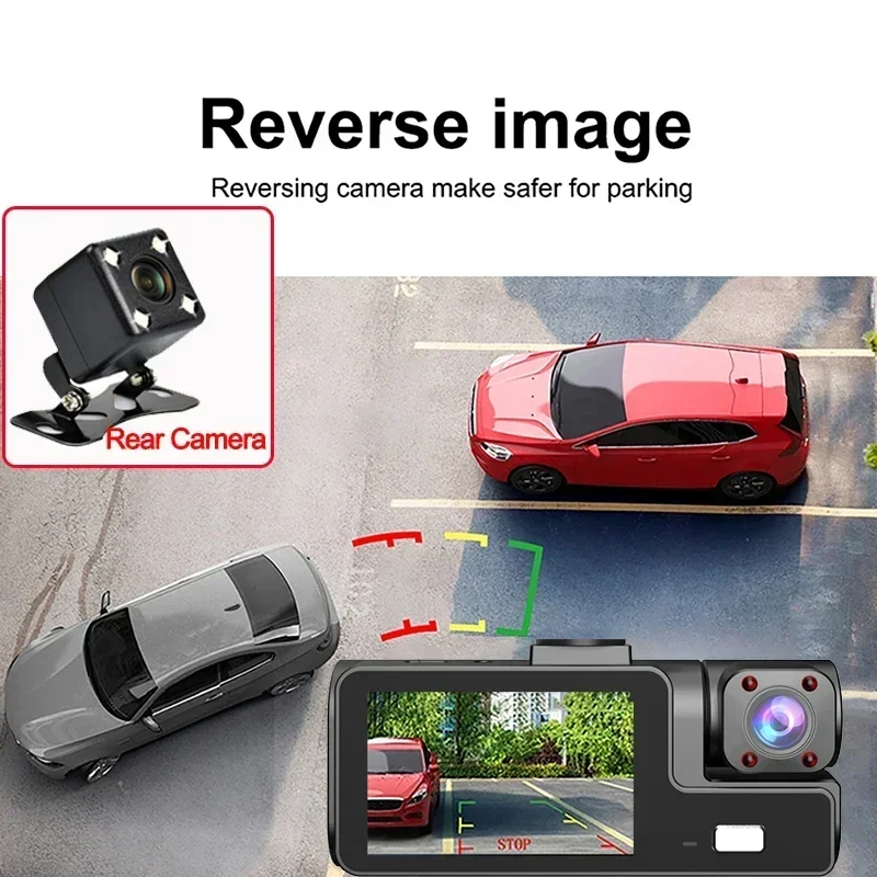 1080P جهاز تسجيل فيديو رقمي للسيارات واي فاي APP 3/2 عدسة داش كام للسيارات كاميرا لمسجل السيارة فيديو كاميرا أمامية وخلفية للرؤية الليلية داشكام