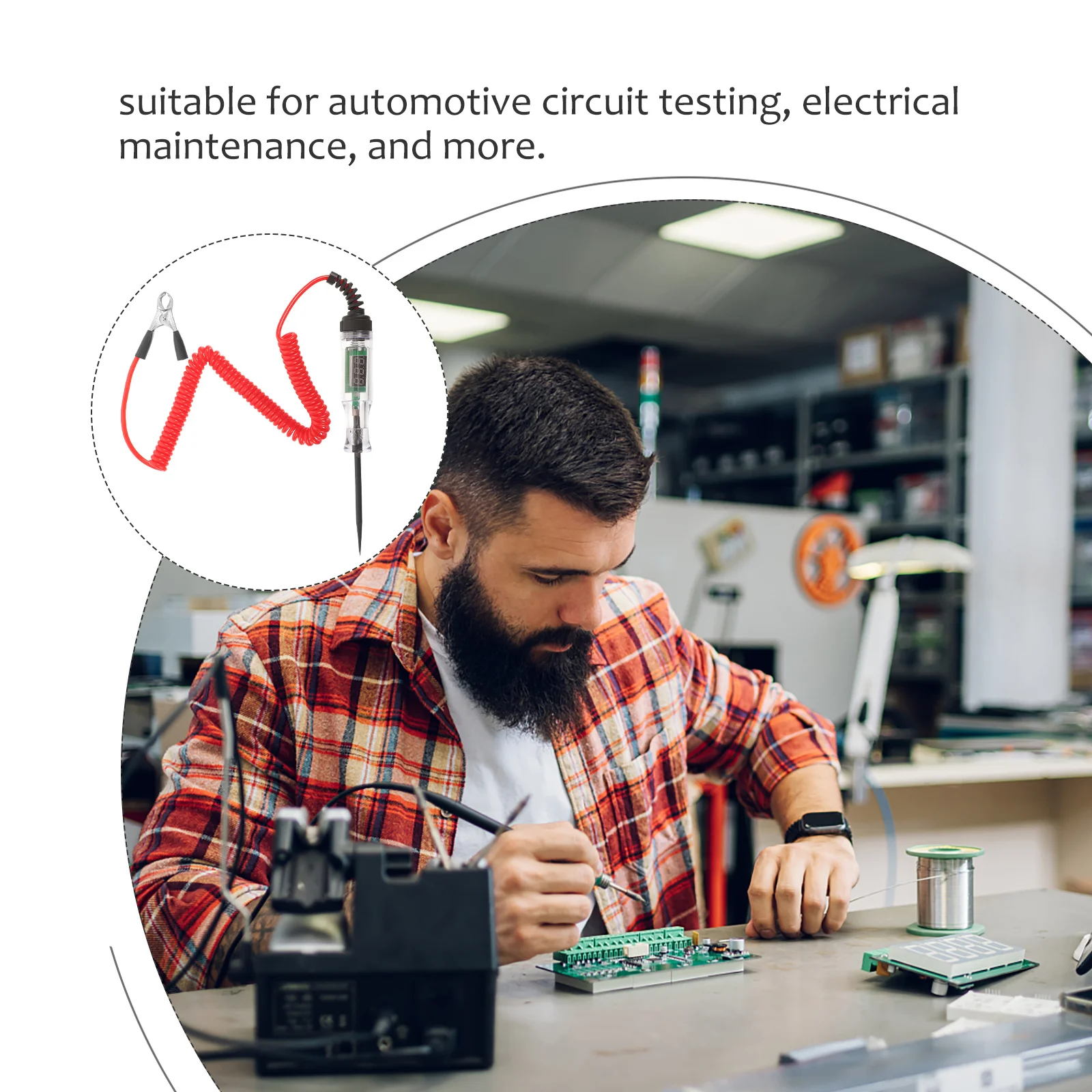 

Electric Circuit Tester Heavy Duty Digital Display Auto Voltage for Electrical Maintenance and Vehicle Diagnostics Tool