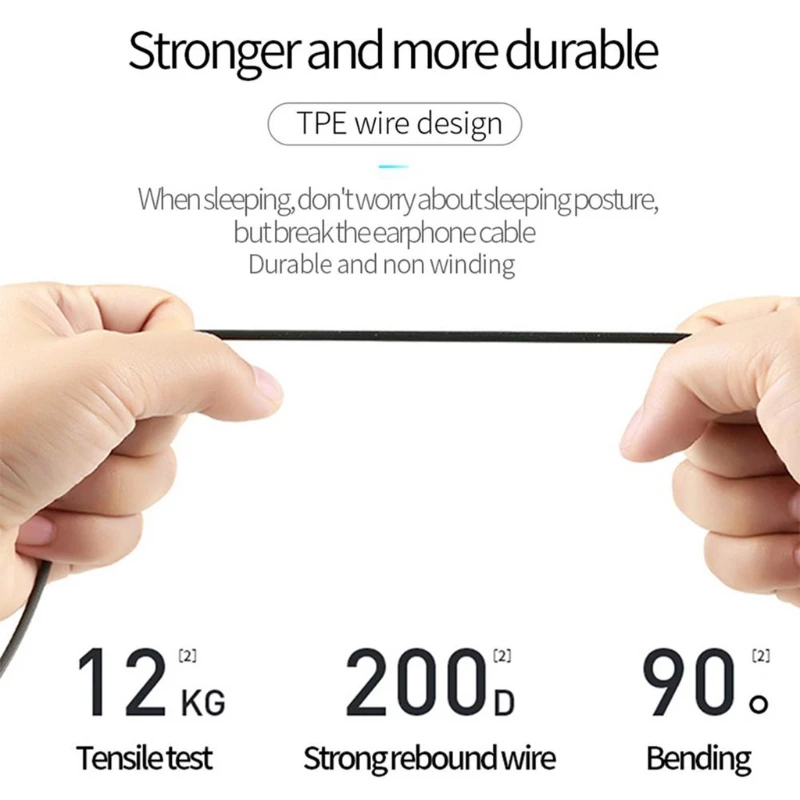 سماعة رأس خفيفة الوزن تعمل على إلغاء الضوضاء مع ميكروفون، يمكن ارتداؤها بشكل مريح لمدة 24 ساعة، مثالية للنوم