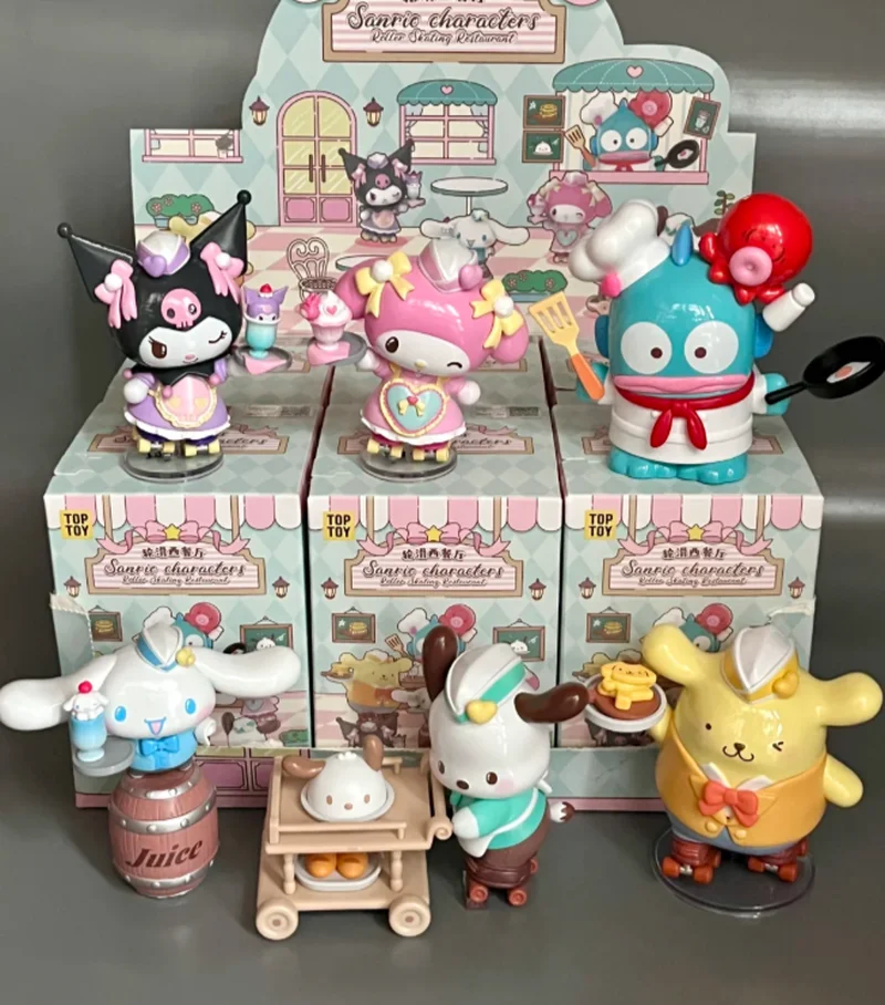 

Sanrio Characters Roller Skating Restaurant Series Blind Box Kuromi My Melody Trendy Figure Ornament Girls Birthday Gift
