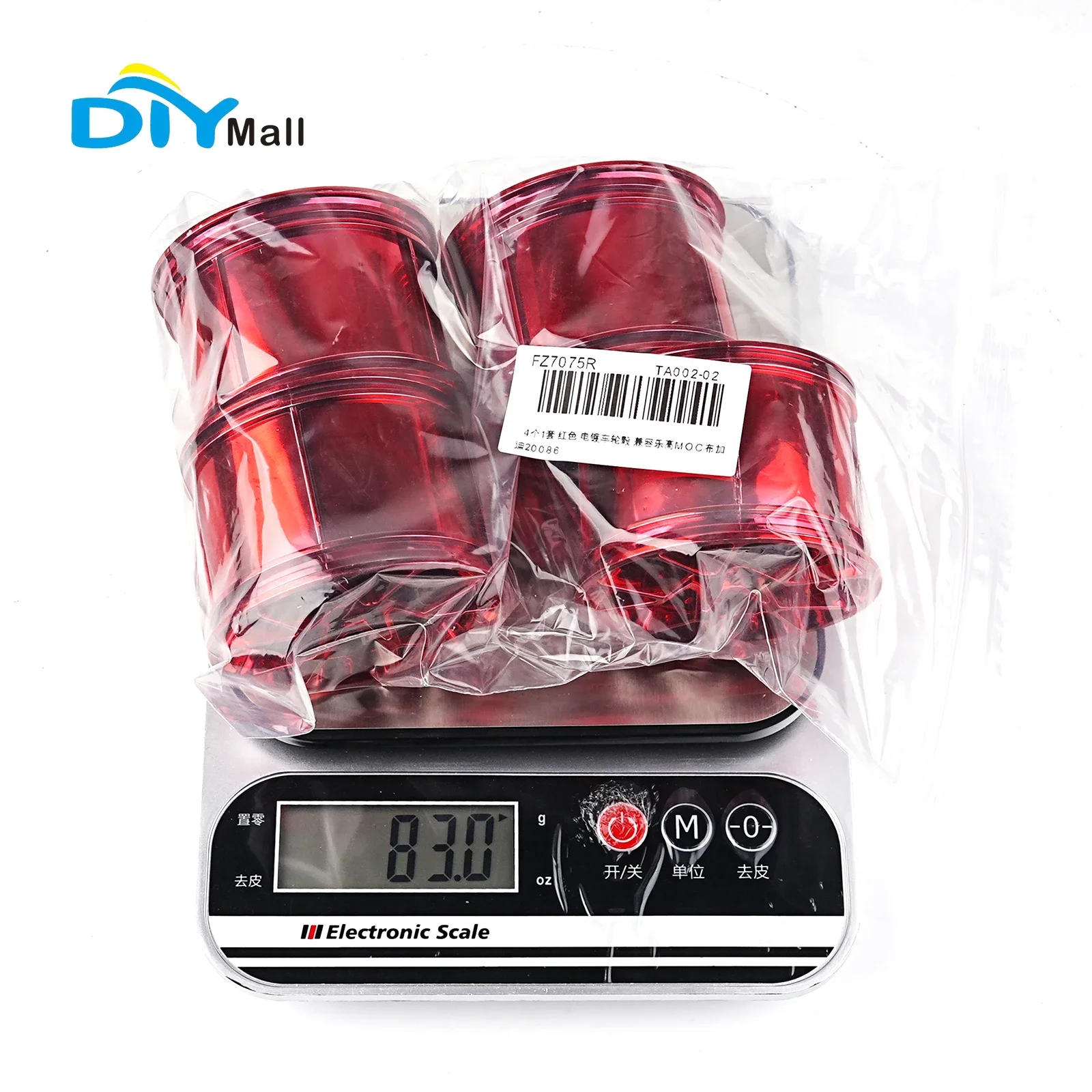 ดุมล้อชุบไฟฟ้าสีแดง 4 ชิ้นเข้ากันได้กับเลโก้ MOC 20086