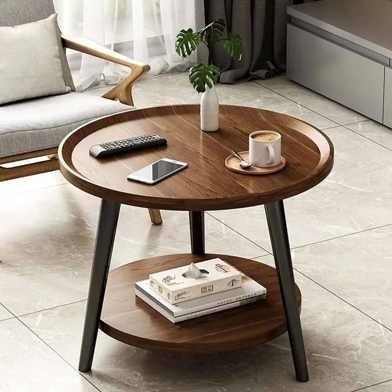 Mesa de café nórdica, Design moderno, Mesa lateral de canto minimalista, Bandeja redonda, Mobília doméstica