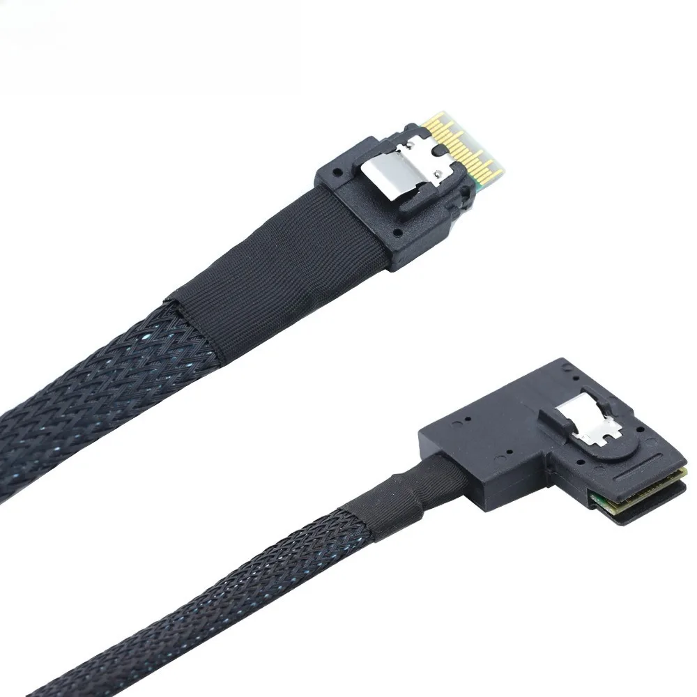 كابل SAS SFF-8087 ذو الزاوية اليمنى SlimSAS 4.0 SFF-8654 4i عالي السرعة - يعزز أداء كفاءة الخادم