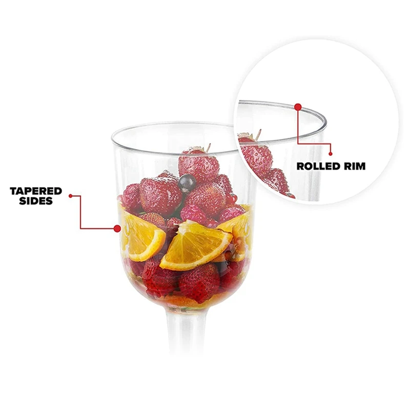 Clear Plastic Wine Glass Recyclable - Shatterproof Wine Goblet - Disposable & Reusable Cups For Champagne, 240Pcs