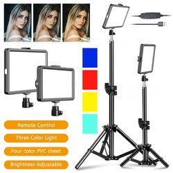 Fotografia LED Selfie lampa wideo z stojak trójnóg możliwość przyciemniania oświetlenie panelu Photo Studio na żywo wypełnienie lampy trzy kolory