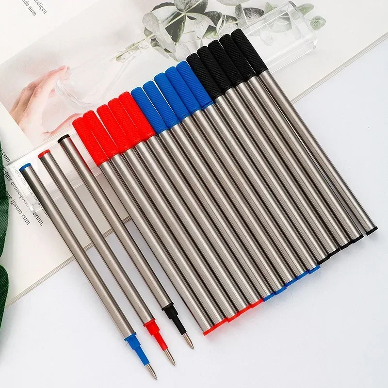 3/20 PCS 11.4cm Threaded Rotary Metal Pen Refills Blue/black/red Ballpoint Pen Rod Signing Pen Refill Office School Stationery