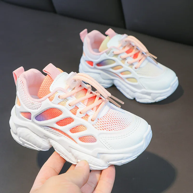 Children Summer White Shoes Boys Spring New Kids Mesh Breathable Primary School Girls Soft Sport Shoes Sneakers XZ279