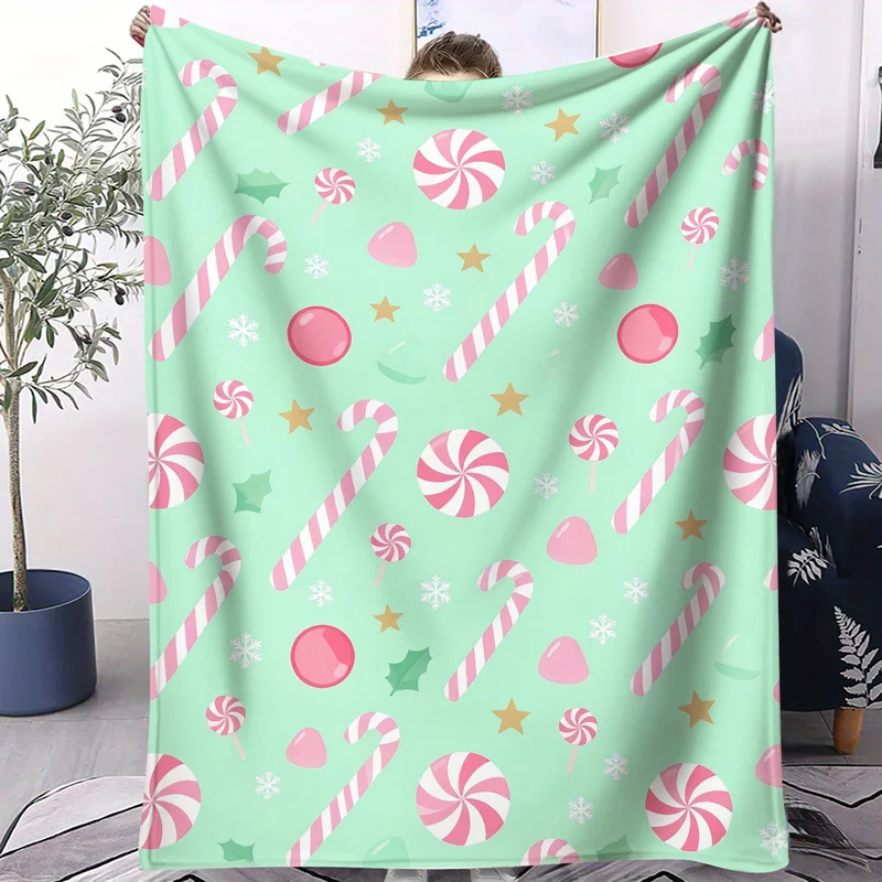 Christmas Polyester Throw Blanket,Ultra-Soft,Durable,Skin-Friendly,Silver-gray Snowflakes,Pine Branches Stars Berry Print