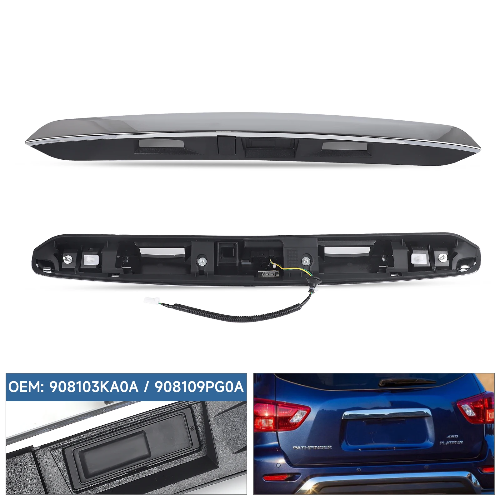 OEM 90810-9PG0A 908103KA0A Car Rear Trunk Switch Tailgate Door Chrome Liftgate Handle For Nissan Pathfinder 2013 2014 2015-2019 3