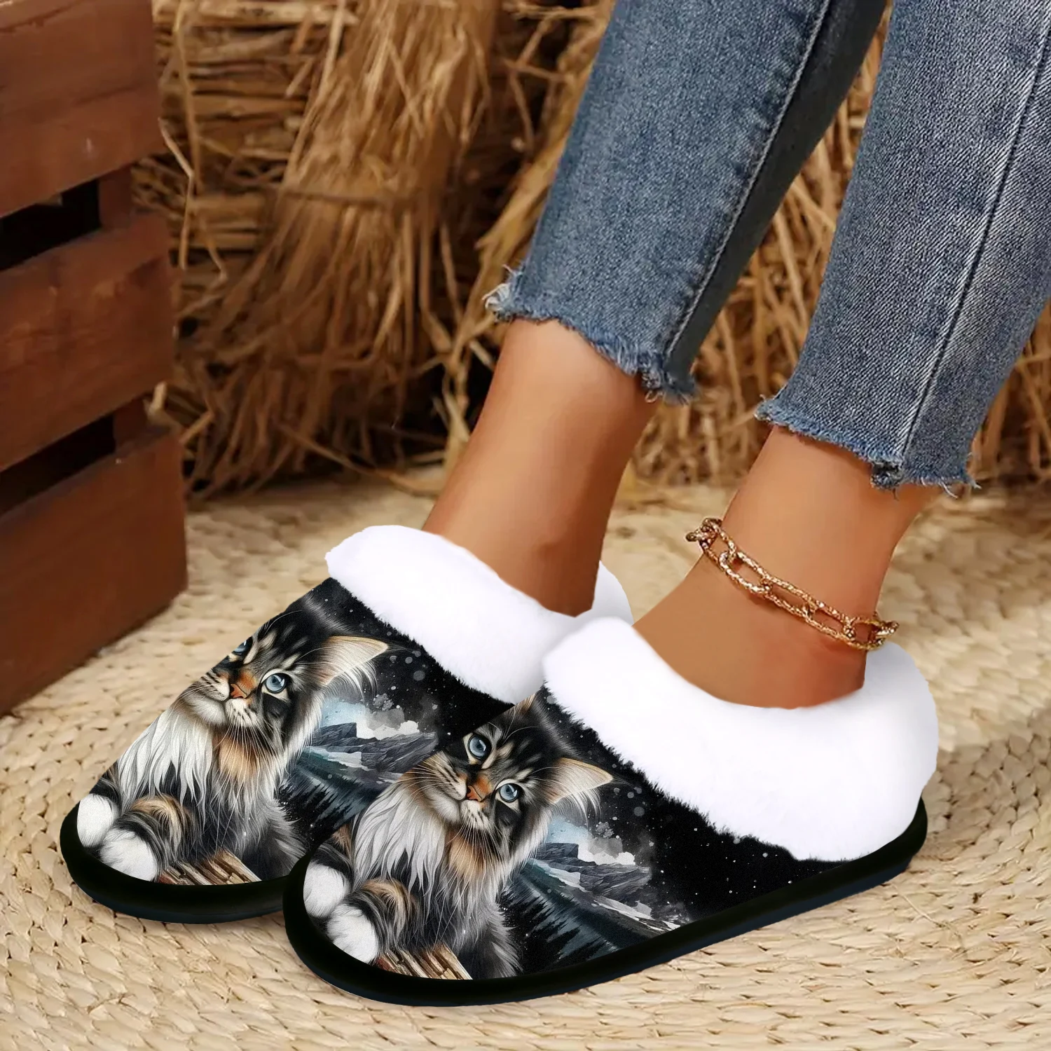 Women'S Soft Slip-On Slippers with Whimsical Cat Design - Non-Slip, Quiet, All-Season Comfort Shoes, Casual Wear for Home view 4