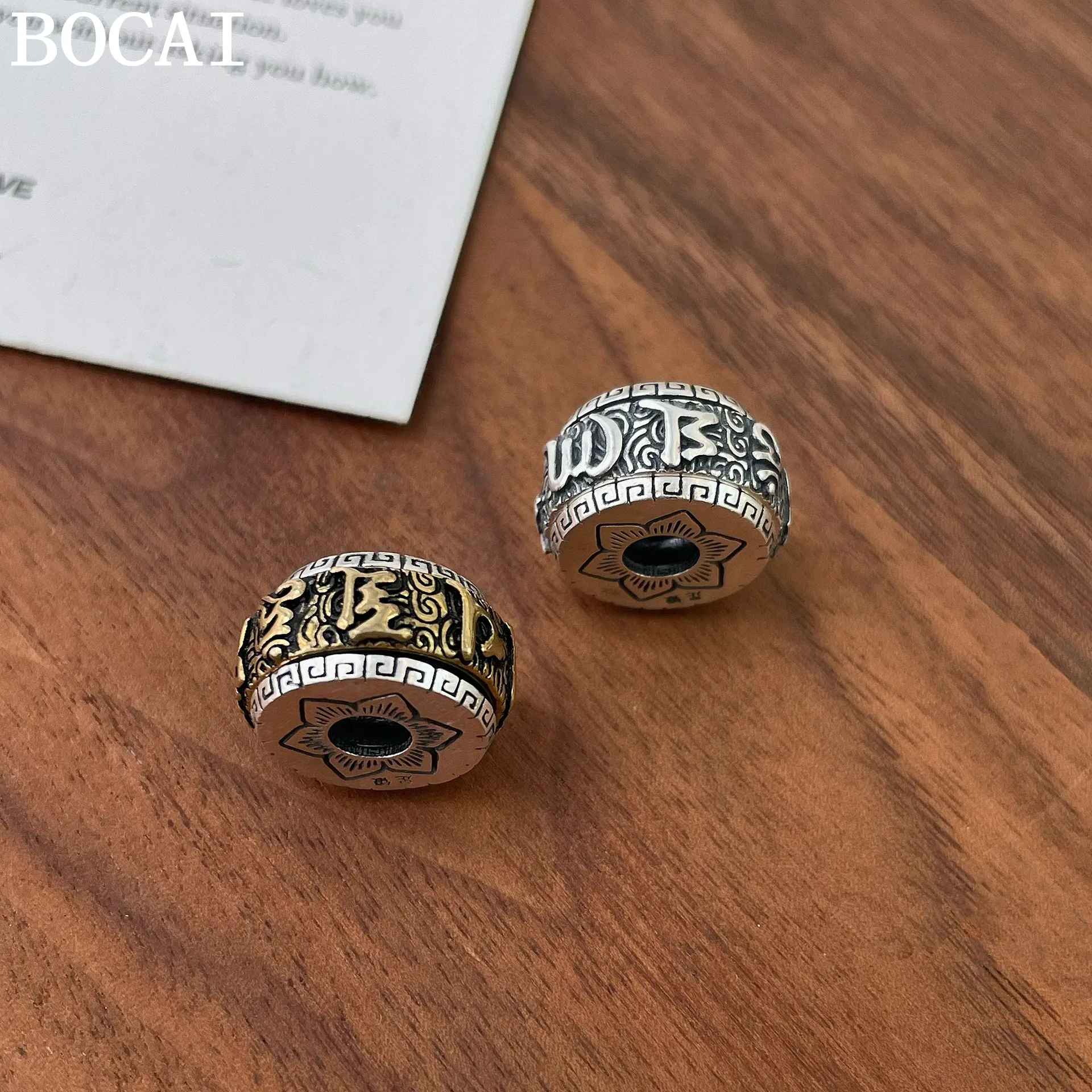 

BOCAI New S925 Sterling Silver Vintage Shipping Six Character Mantra Rotatable Pendant Selected Gifts For Men And Women