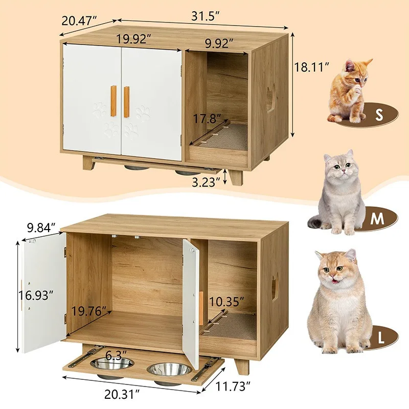 

Hidden cat litter box bowl cat scratching board indoor living room bedroom storage bedside cabinet