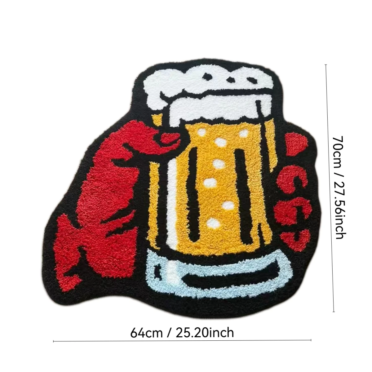 Cheers Beer Mug Tufted Rug - Funky Irregular Shaped Fluffy Carpet for Bar, Man Cave & Home Decor - Soft Tufted Accent Floor Mat