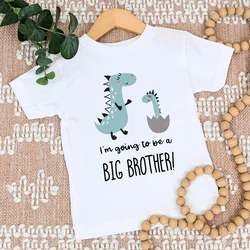 Dinosaur&I‘m Going To Be Big A Brother Print Kid Tee Shirt Casual Short Sleeve Child Tees Top Pregnancy Announcement Clothes