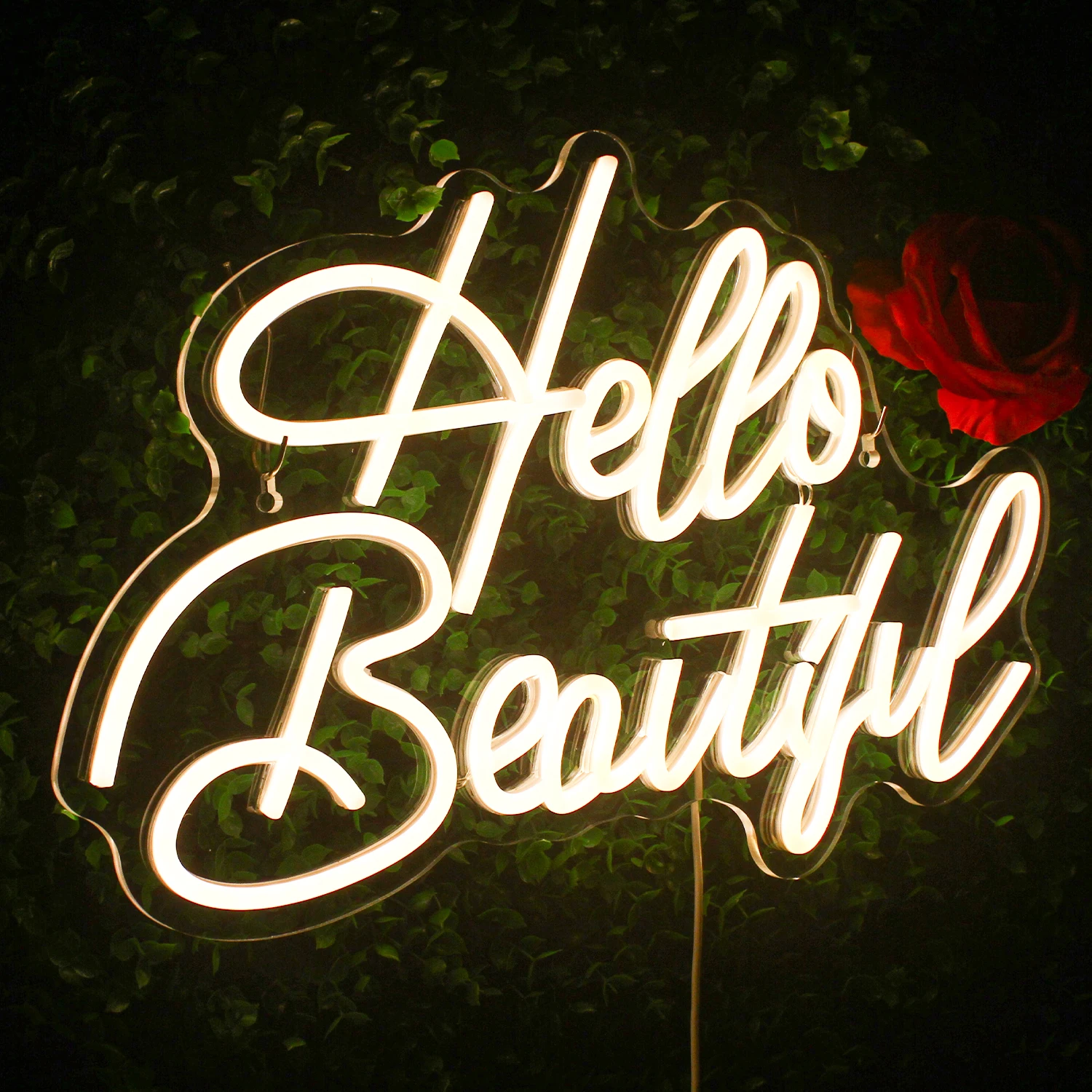 Hello Beautiful Neon Sign LED Room Wall Decor, USB 62, Switch Acrylic, Beauty Salon, Club, Bedroom, Party Art Decor