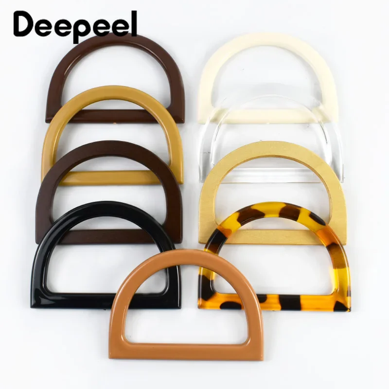 

2/4Pcs 12cm Resin Bags Handle Plastic D Ring Purse Frame for Handbag Woven-Bag Handles DIY Sewing Brackets Bag Accessories