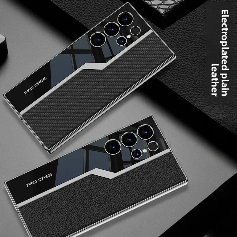 

Чехол для телефона Samsung Galaxy S23 Ultra, роскошный кожаный чехол, противоударный защитный чехол с покрытием для предотвращения падения, защитный мягкий чехол