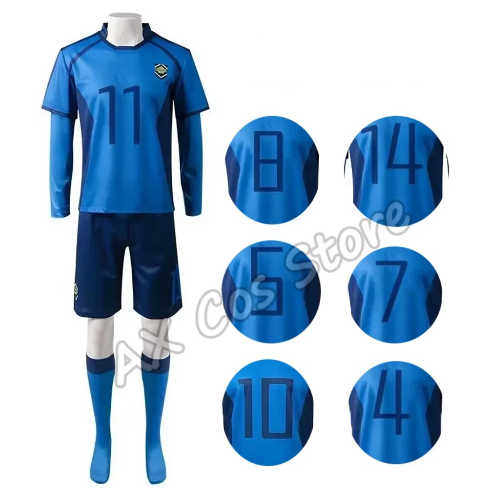 Anime Blue Isagi Yoichi Ness Nagi Cosplay Costume Wig Football Jersey Sportswear unisex Halloween Costumes for Men Women Adult