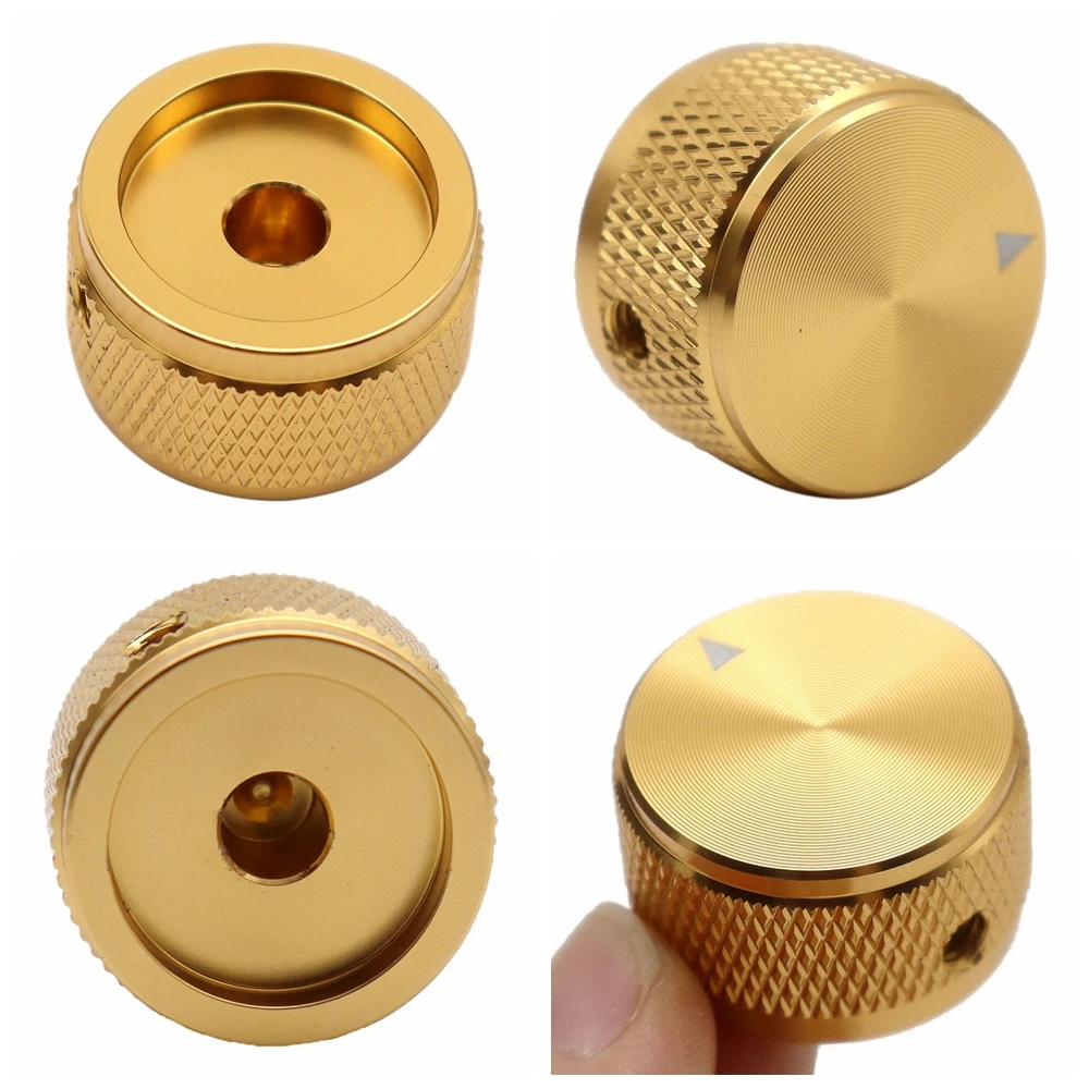 1 Stück/2 Stück Aluminium-Gitarren-Metallknöpfe, 6 mm Metall-Topfknöpfe mit Anzeige und Stellschraube für Gitarre/Bass/Audioausrüstung – Detail 8