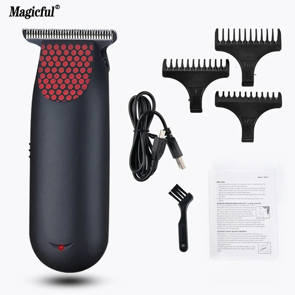 Profissional Mini Recarregável Bald Clipper para Homens, T Lâmina de Aço, Barber Shop Aparador de Cabelo, Cordless Haircut Kits Máquina, 0 mm