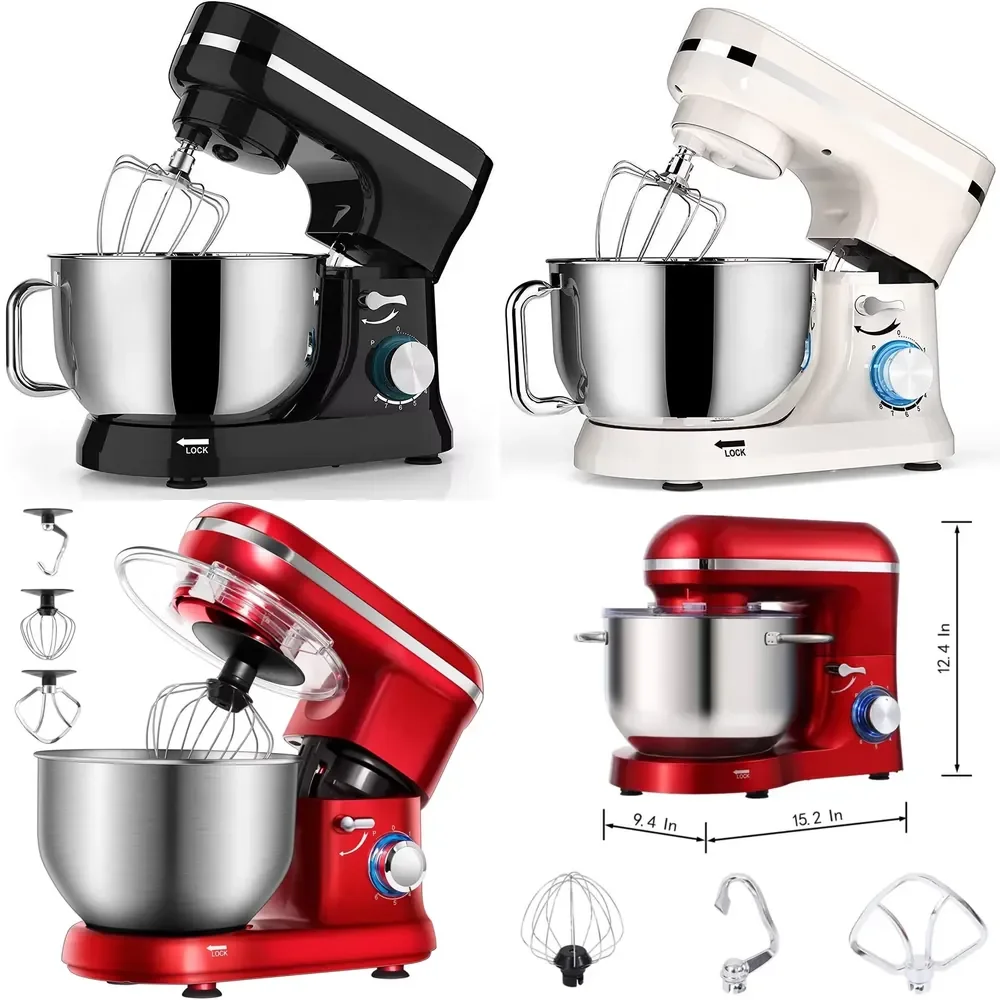 【2026】 2024 New Style 660W 6-Speed Electric Small Mixer for Kitchen Electric Mixer with Dough Hook