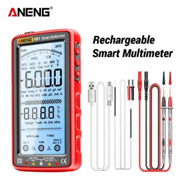 ANENG 681 Rechargeable Digital Professional Multimeter Non-contact Voltage Tester AC/DC Voltage Meter LCD Display Current Tester