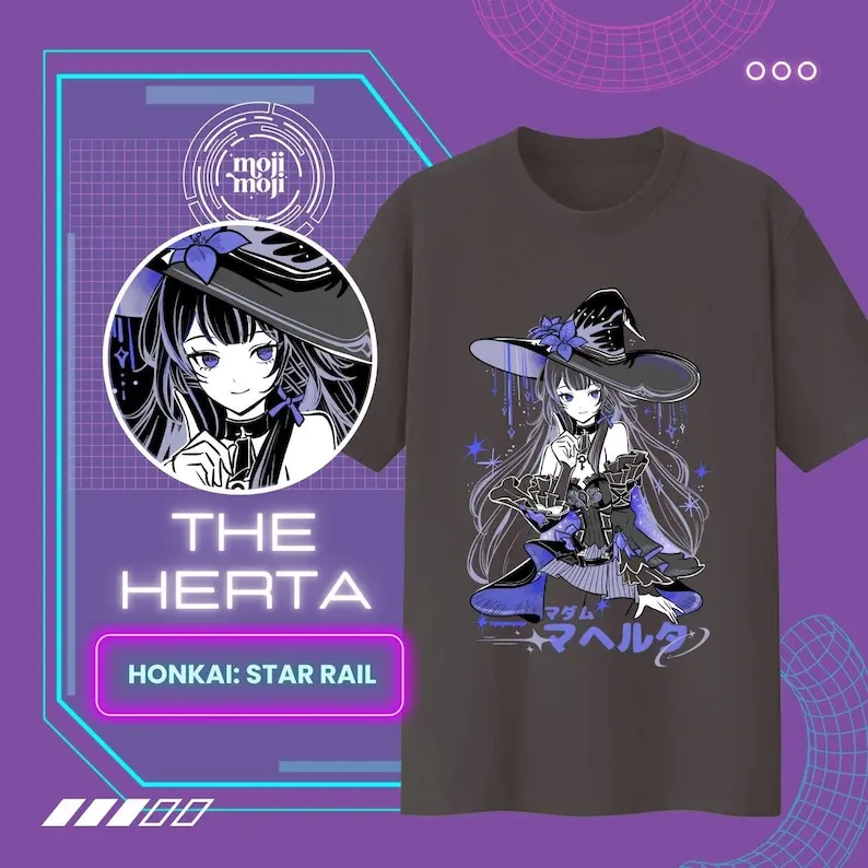 قميص Herta Honkai Star Rail Honkai: تي شيرت Star Rail تي شيرت Herta Merch Herta Fan Art Merch Gamer قميص هدية للاعبين