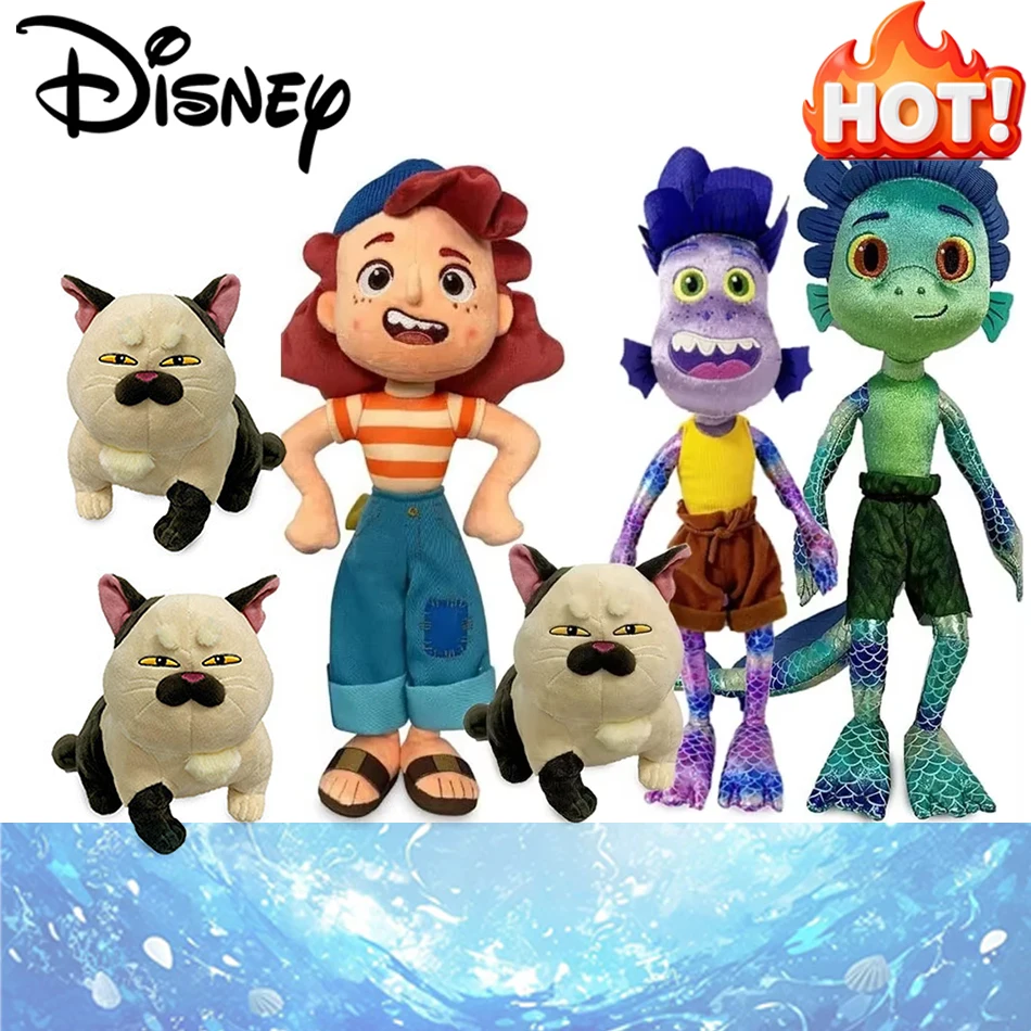 디즈니 픽사 영화 루카 알베르토 바다 괴물 플러시 장난감 만화 고양이 보라색 소녀 인형 장난감 어린이를위한 크리스마스 선물