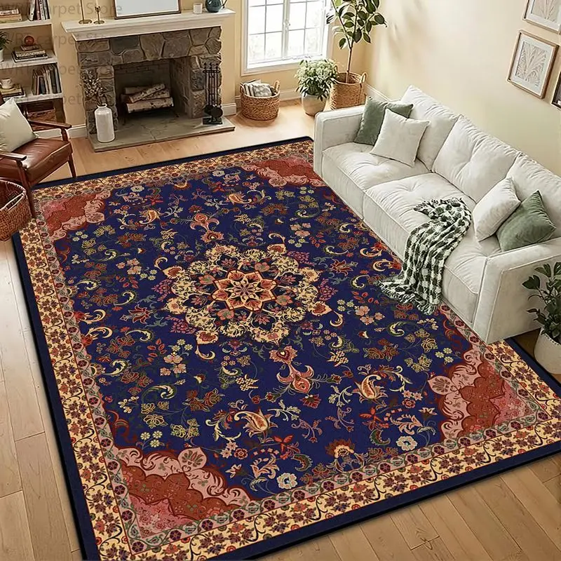 VIKAMA Vintage Persian Area Rug, Large Non-Slip Rug with Traditional Floral Design, for Living Room and Bedroom Decor - view 3