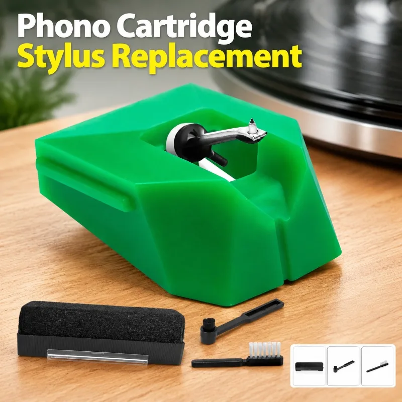 Replacement Turntable Stylus AT-VMN95E VMN95C VMN95EN 3Pcs Set with Cleaning Brush for Vinyl LP Record Player Phono Cartridge