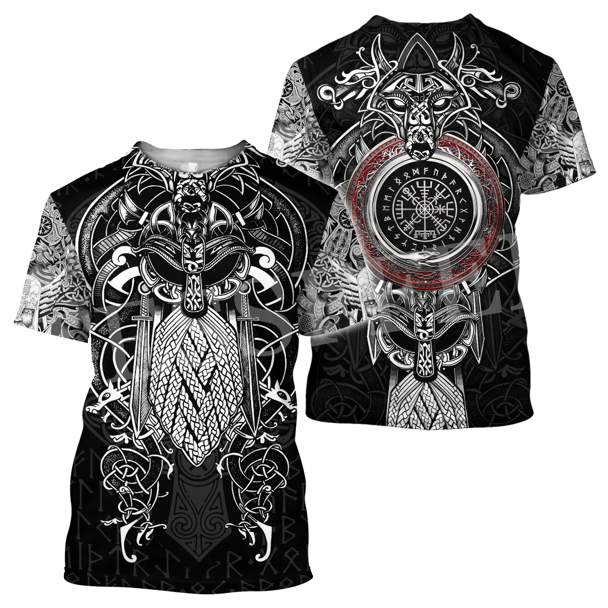 

NewFashion Wolf Fenrir Odin Nordic Warrior Mythology Harajuku 3DPrint Летняя уличная одежда унисекс с короткими рукавами Повседневные футболки X3