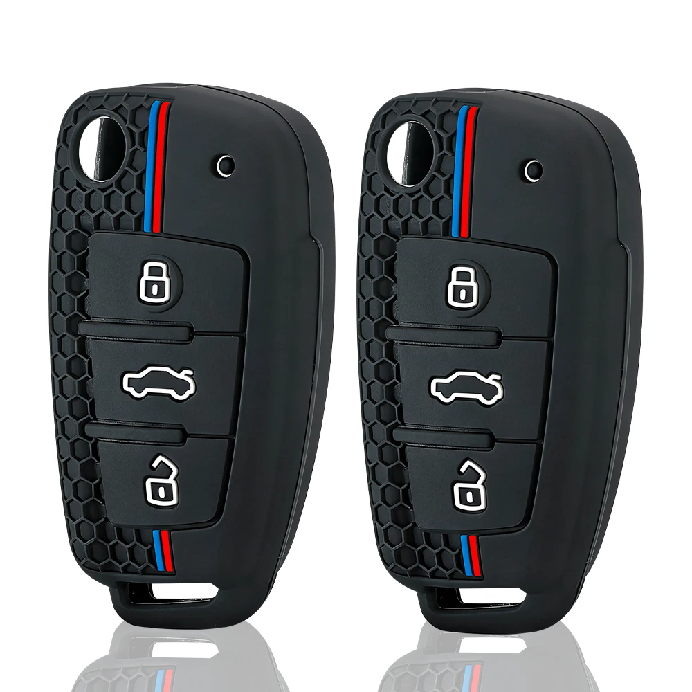 Hot 2026 Silicone Key Case Cover Shell for Audi A4 B7 A6 C6 4f 8v A3 8p A1 A3 Accessories Auto Remote Key Holder 3 Button Jacket
