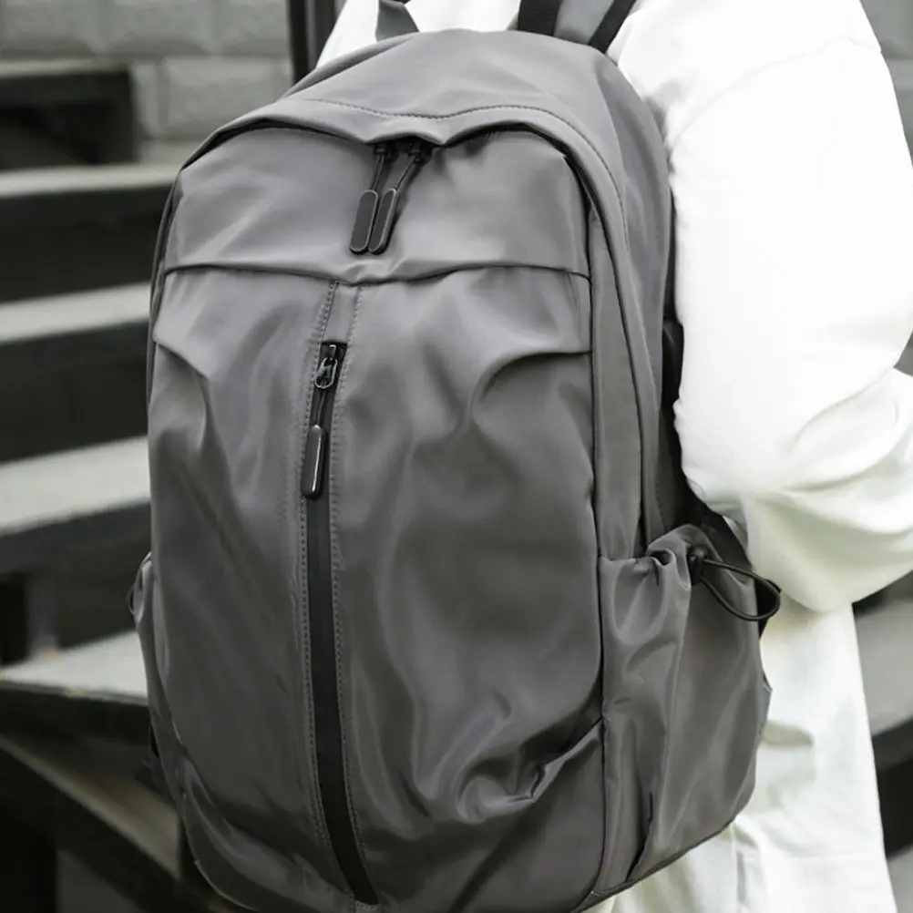 

Men Backpack 14 Inch Laptop Bag Casual Simple Storage Pouch Charging Port Anti Shock Light Travel Schoolbag For Students Office