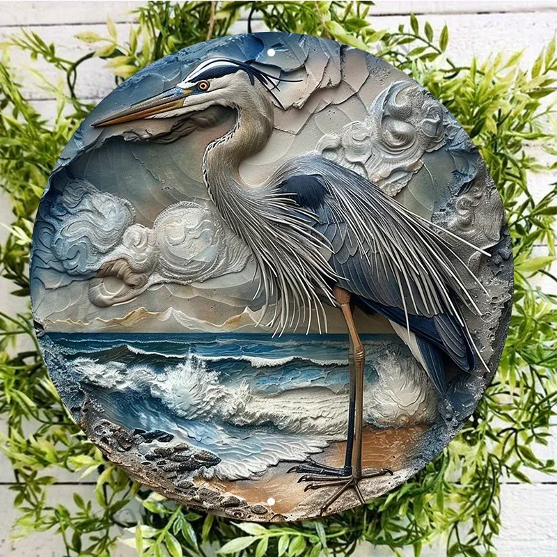 

Blue Heron Aluminum Plate, Durable and UV-Proof, Suitable for Door or Wall Decoration, Home Decor, 8x8 Inches