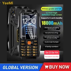 YEEMI Q9 GSM 2G/4G Network Mobile Phone 4 SIM Cards Rugged Bar Cellphone 3.5Inch HD Display Big Battery Loud Voice celulares