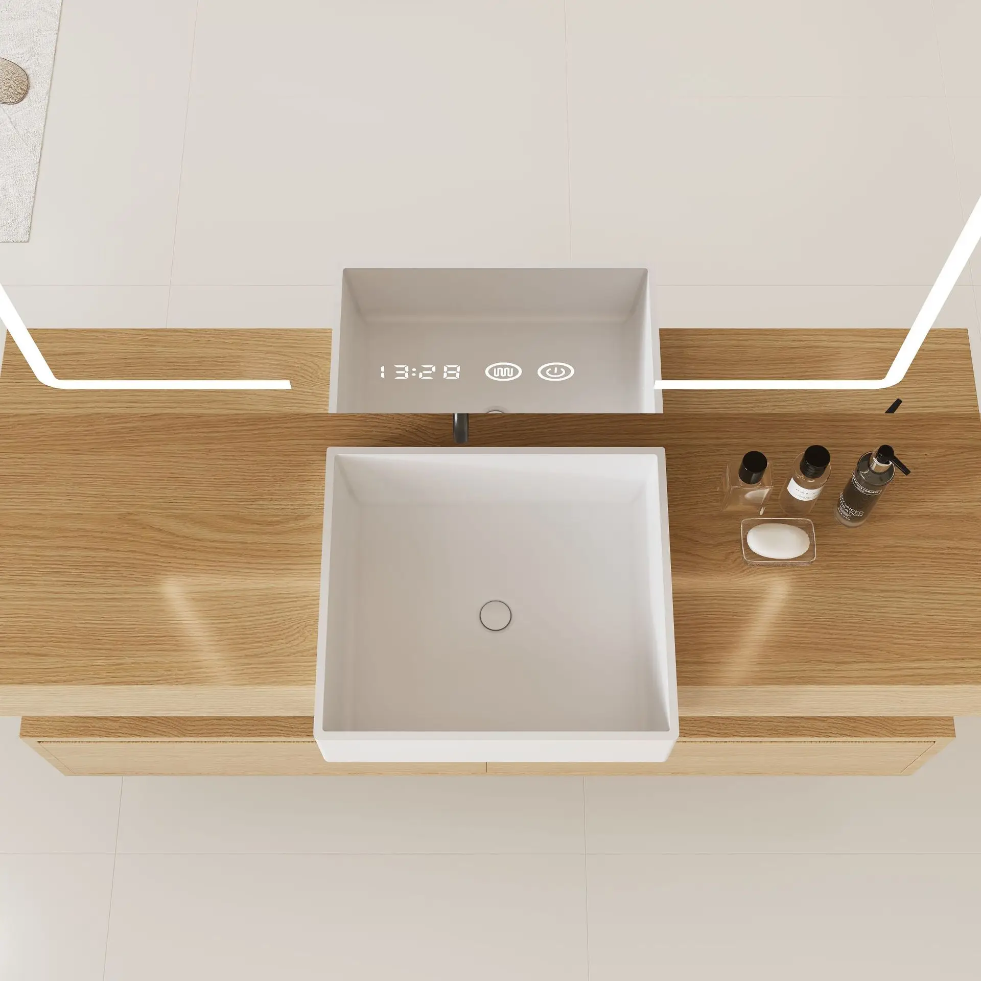 Modern square artificial stone table basin, washbasin, household basin