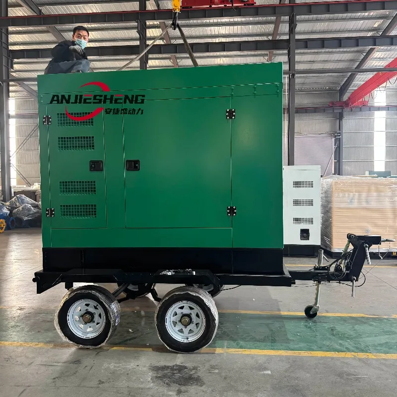 Trailer Silent Type 15kva 20kva 30kva 50kva 200kw 300kva Diesel Genset Mobile Portable Generator Set Brushless Low Noise