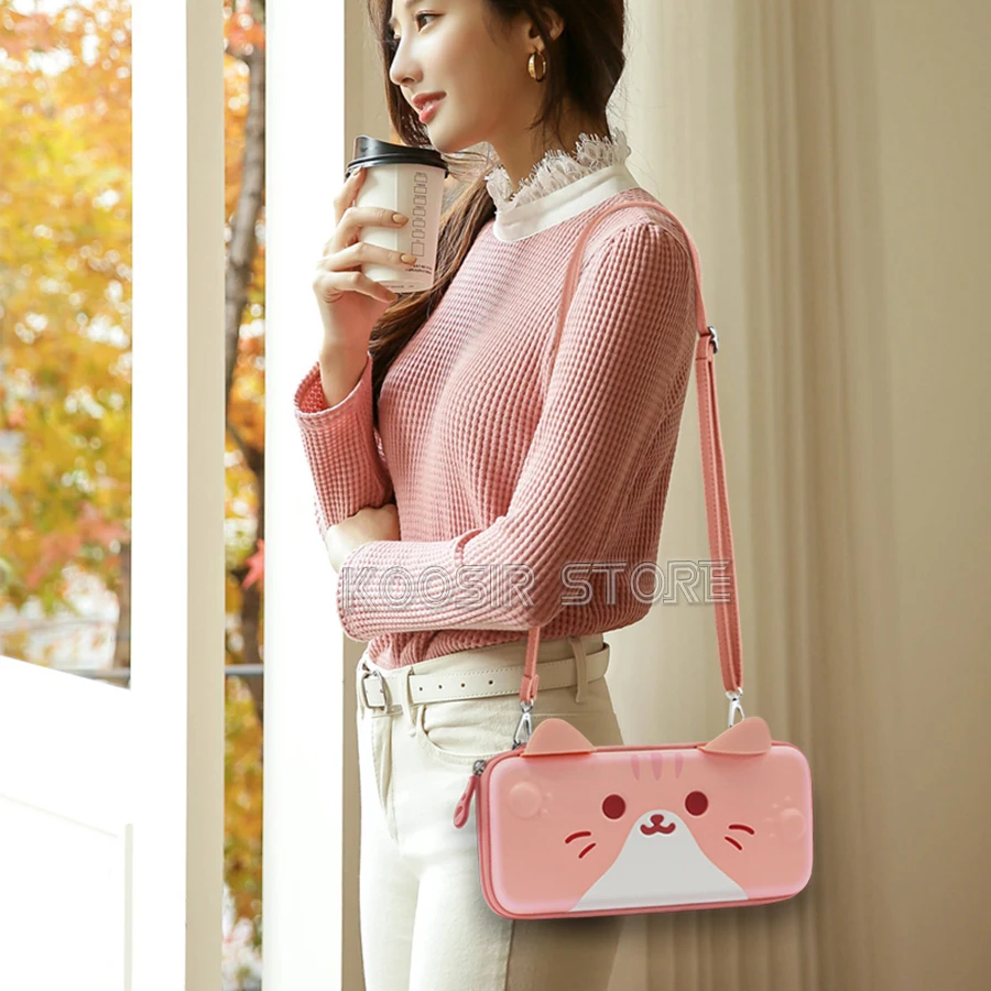 For Nintendo Switch OLED  Accessories Case Cute Cat Paw 3D Pattern Storage Hand Bag 4 Joycon Soft Shell With 10 Game Card Cover